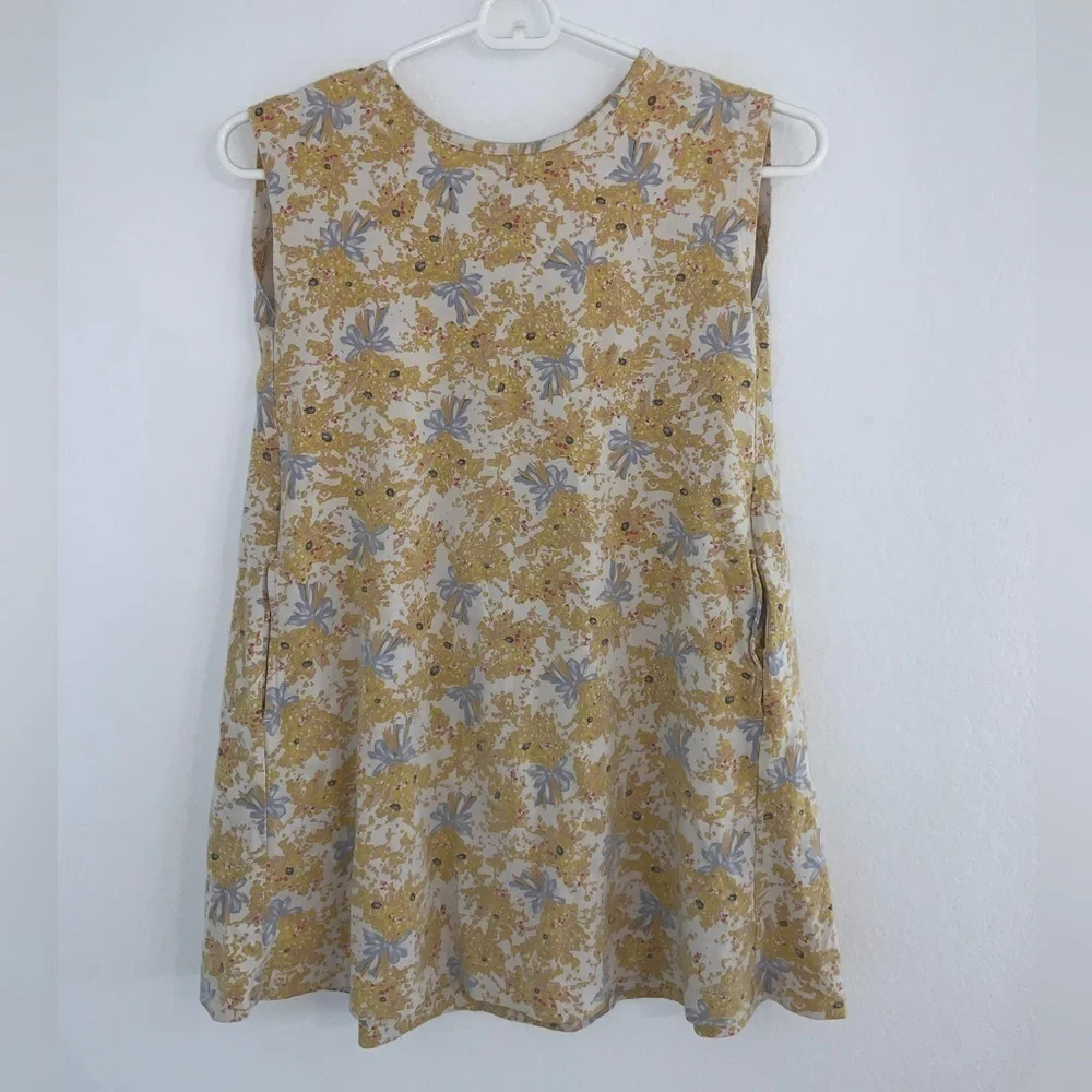 Uniqlo Kids Floral Bow Sleeveless Tunic Dress With Pockets